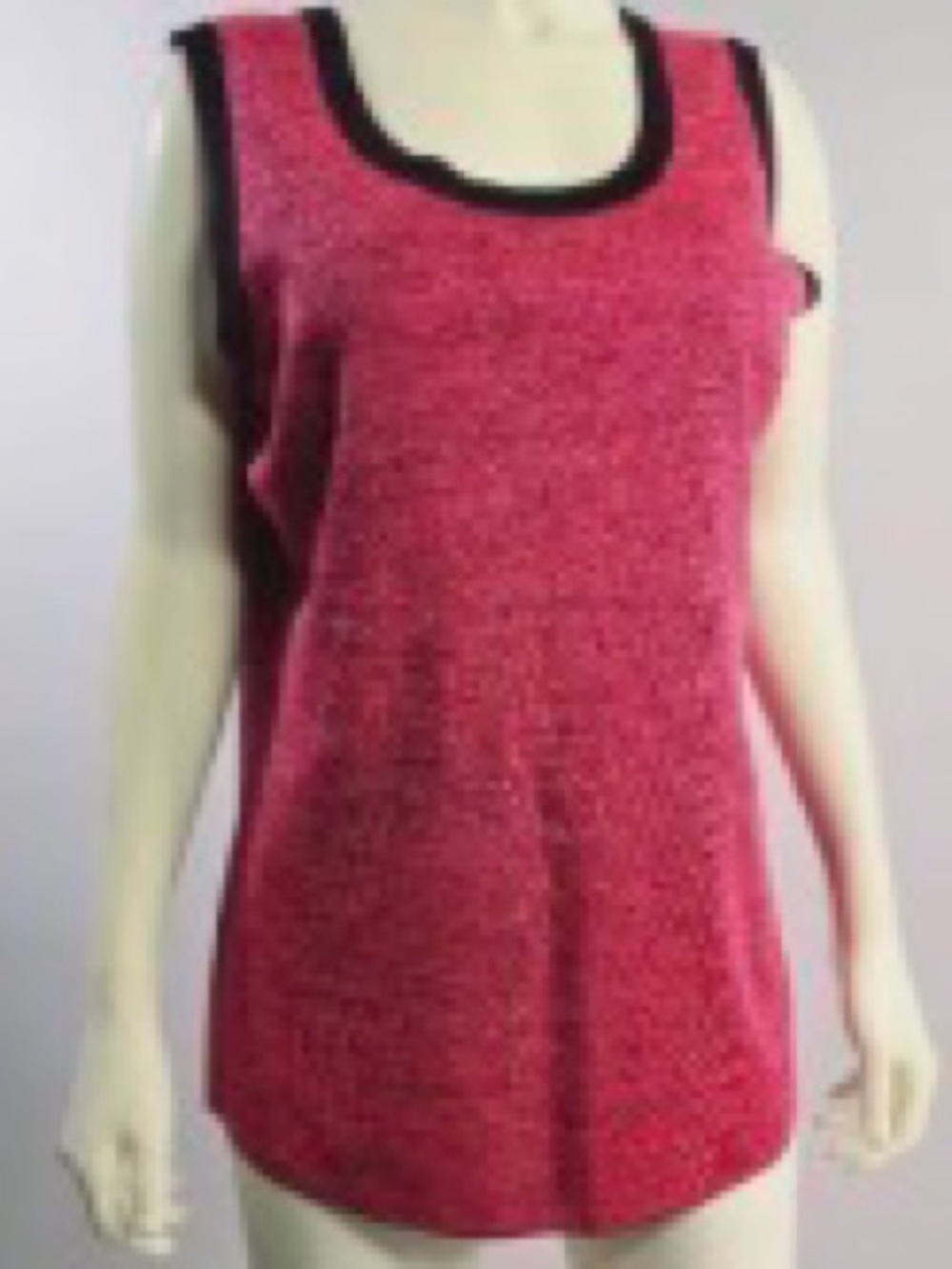 Misook Heathered Raspberry Pink Tank with Black Trim